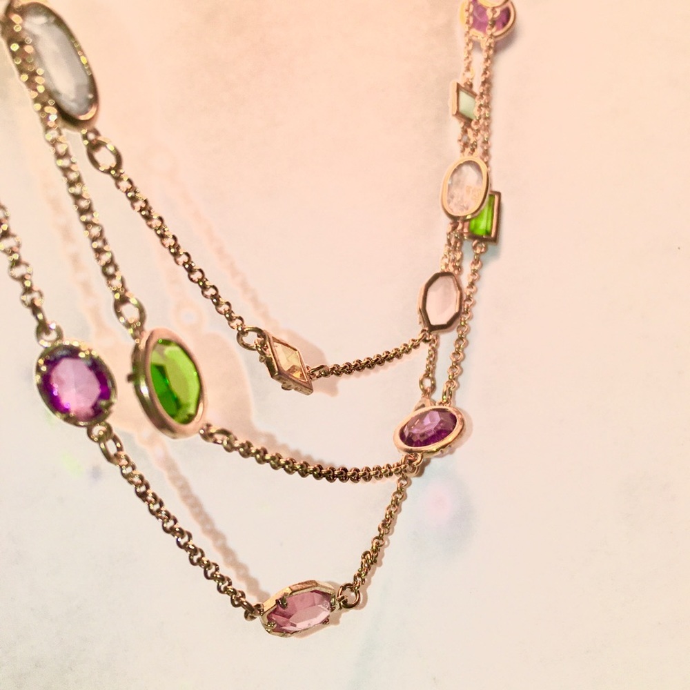 Three Strand Multi-Stone Necklace in 18Kt gold